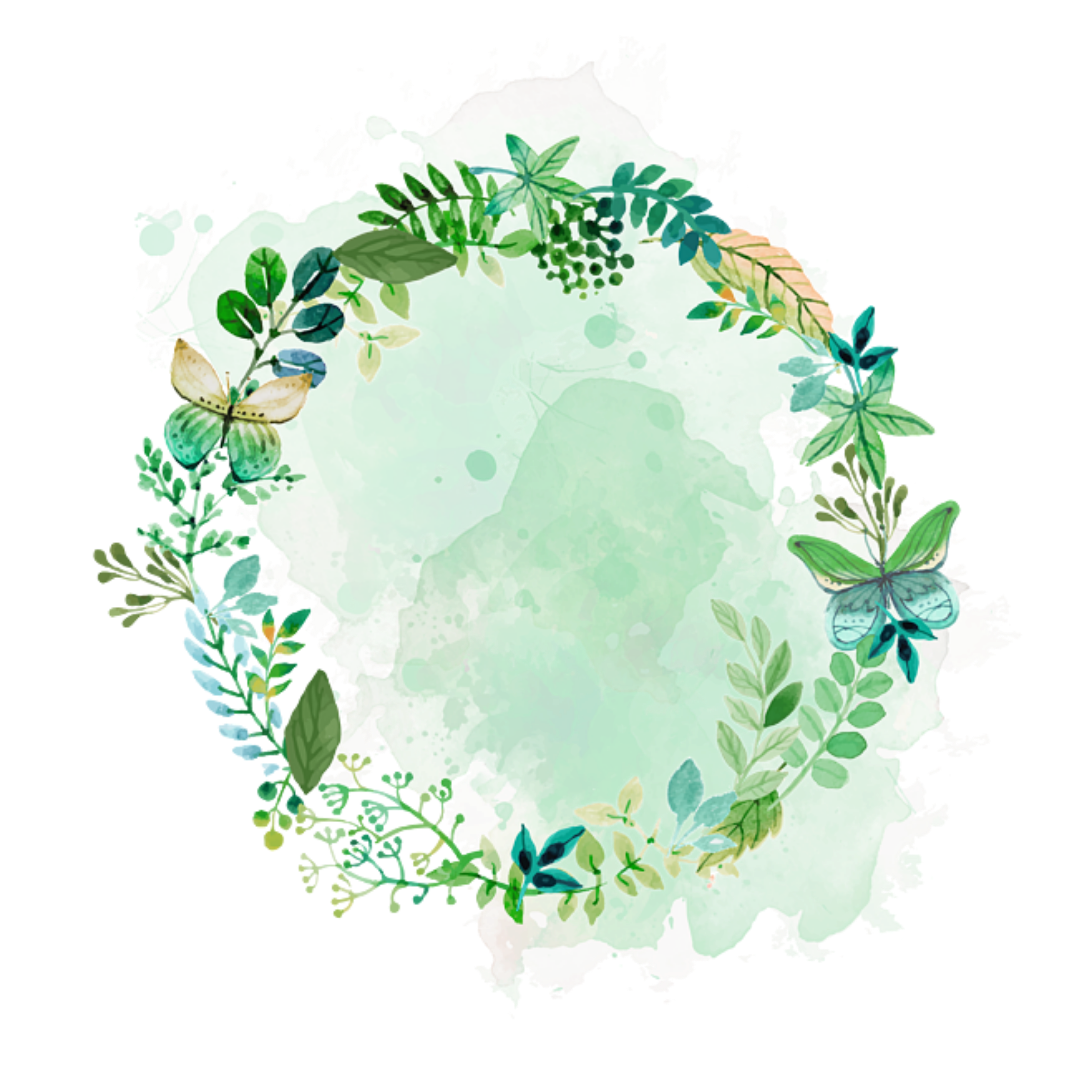 ftestickers watercolor wreath floral green...