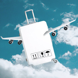 picsartchallenge planes suitcase clouds skybackground blueaesthetic whiteaesthetic freetoedit ircdesignthesuitcase designthesuitcase