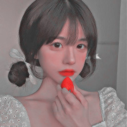 freetoedit aesthetic pink strawberry girl cute soft softaesthetic koreangirl