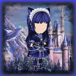 gacha gachalife gachaclub accessories alt alternative hoodie dress lolita cat catmaid maid lolitafashion catears blue black castle dark freetoedit