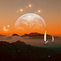 freetoedit sunset moon stars clouds mountains boats planet freedom outdoor relax silence replay picsartreplay surreal surrealism fantasy imagination orient_arts madewithpicsart heypicsart local masterstoryteller picsartmaster papics