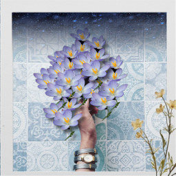 freetoedit stickers flowers hand nature beauty pattern blue