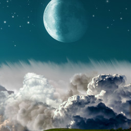 couds hills weather moon space freetoedit