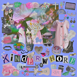 freetoedit moodboard kinderwhore aesthetic alt nostalgia retro party pink cute girly alternative y2k dreamy babycore outfit style pastel rock punk blue messy princess girl girlpower