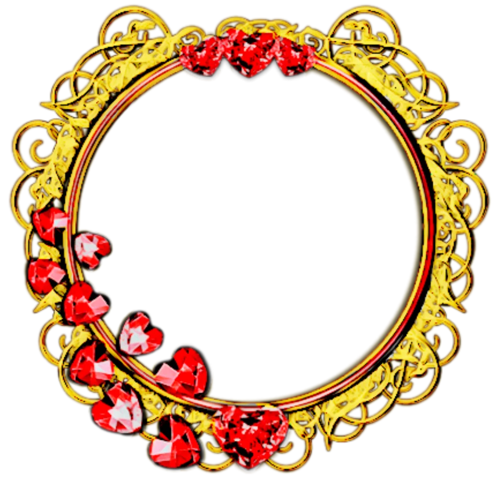 #circulargoldframewithredheartshapedsrubies #circulargoldframe #circularframe #circular