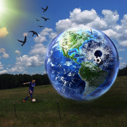 freetoedit world magical fantasy earth mothernature glass football protect blue birds field ircdesigntheglobe designtheglobe