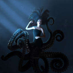 freetoedit sea underthesea seawitch mermaid witch ursula tentacles fantasy mythicalcreature seamonster blueasthetic