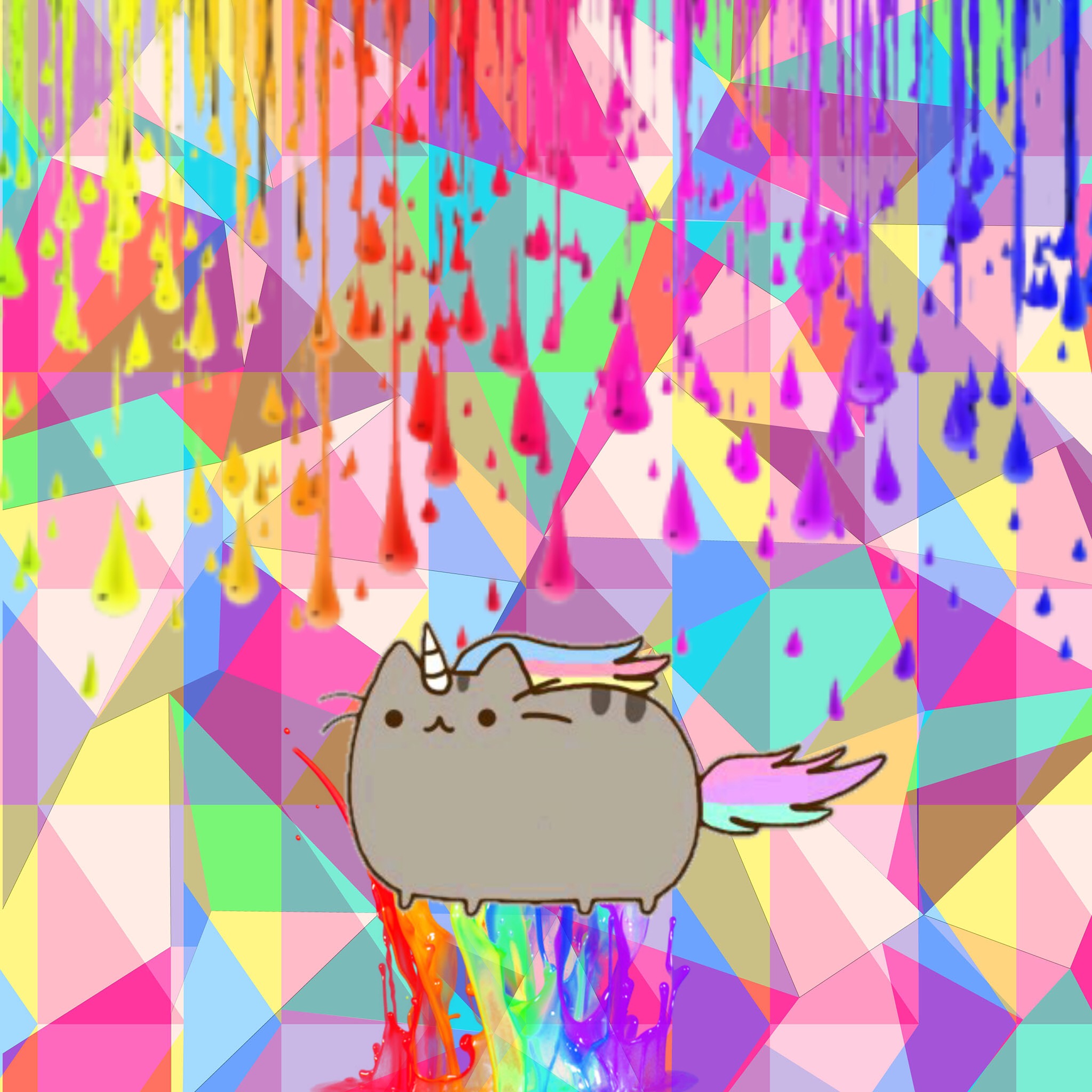 pusheen with rainbow