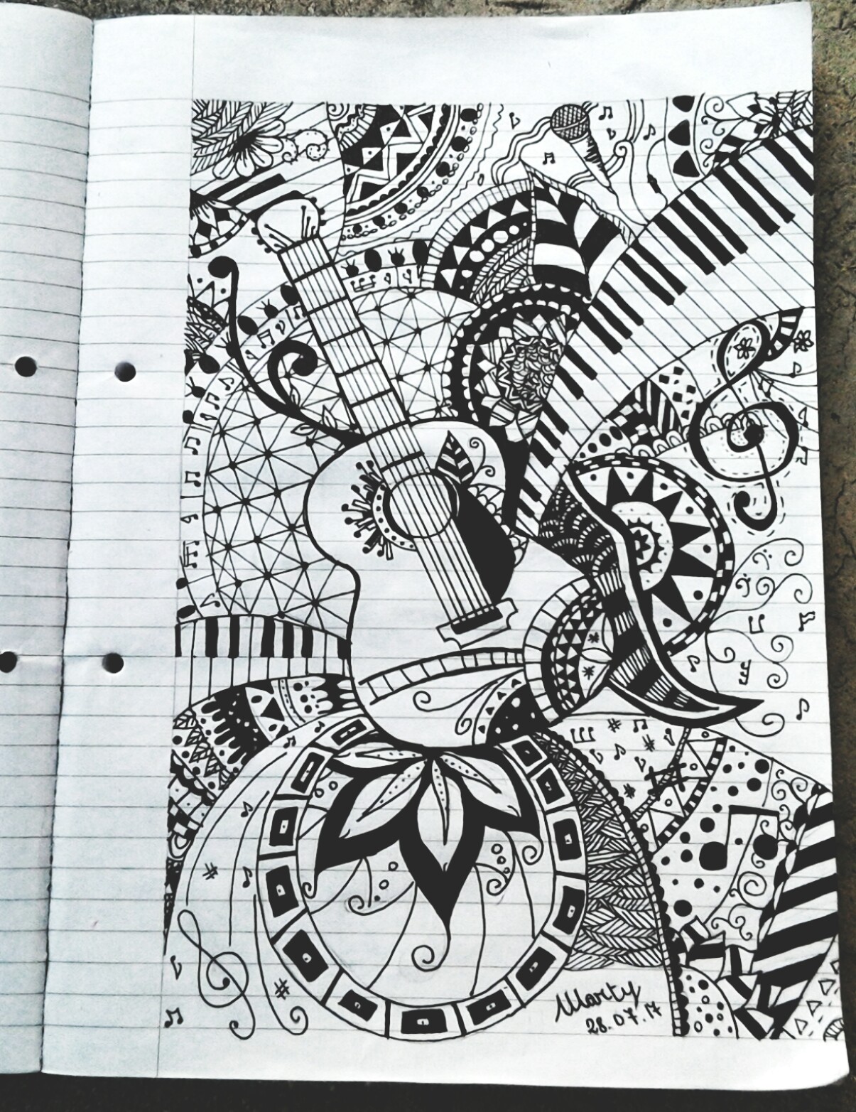 Guitar Mandala Drawing