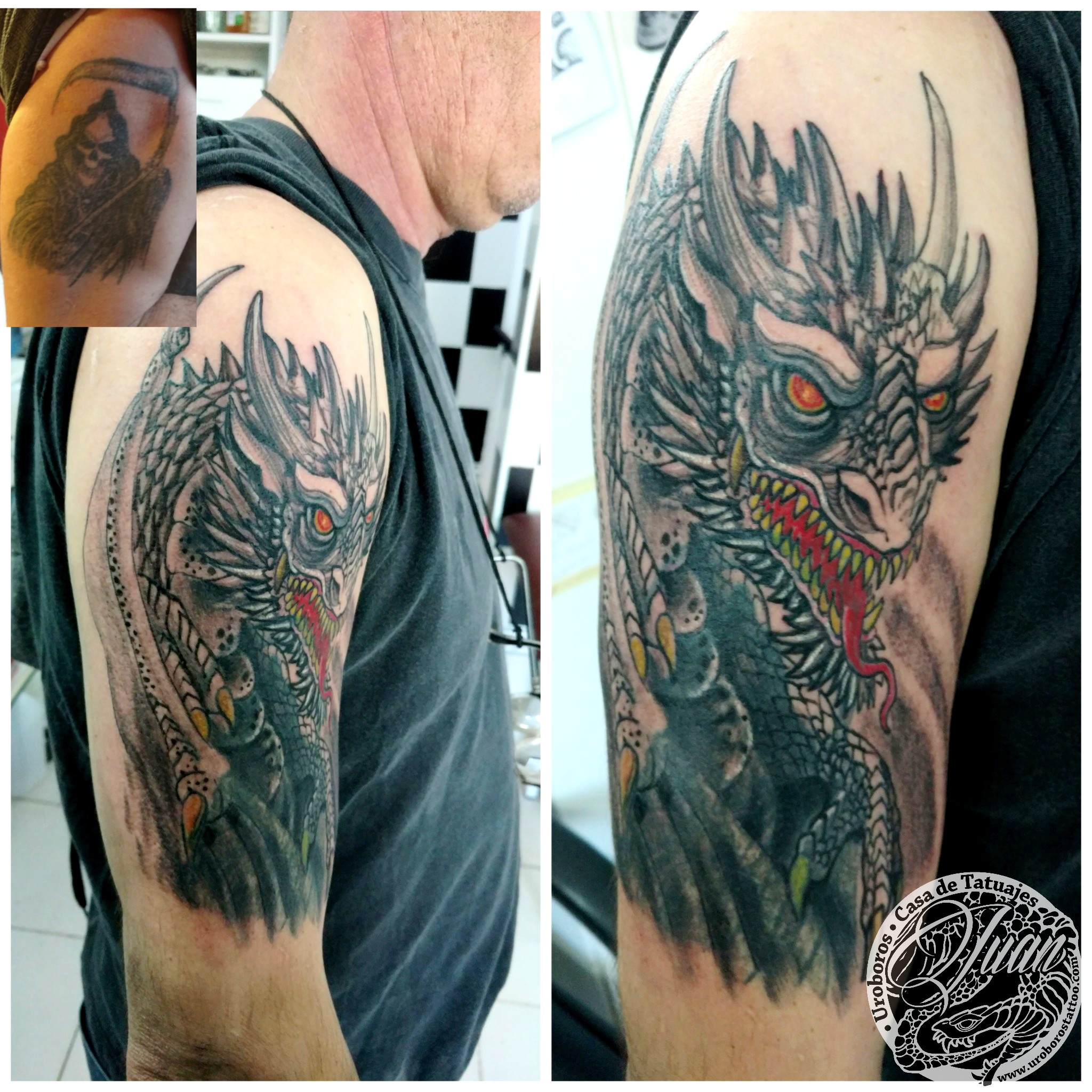tattoo tatuaje dragon cover coverup uroborostattoo🐍...