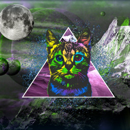 triangle catart popart hueeffect doubleexposure double abstractart spaceart moutains planets
