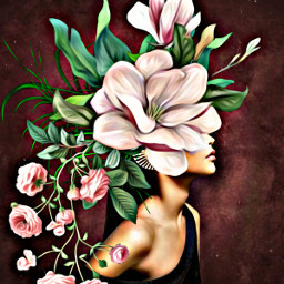 aesthetic woman girl fantasy flowers artwork people model lady myartwork overlay freetoedit