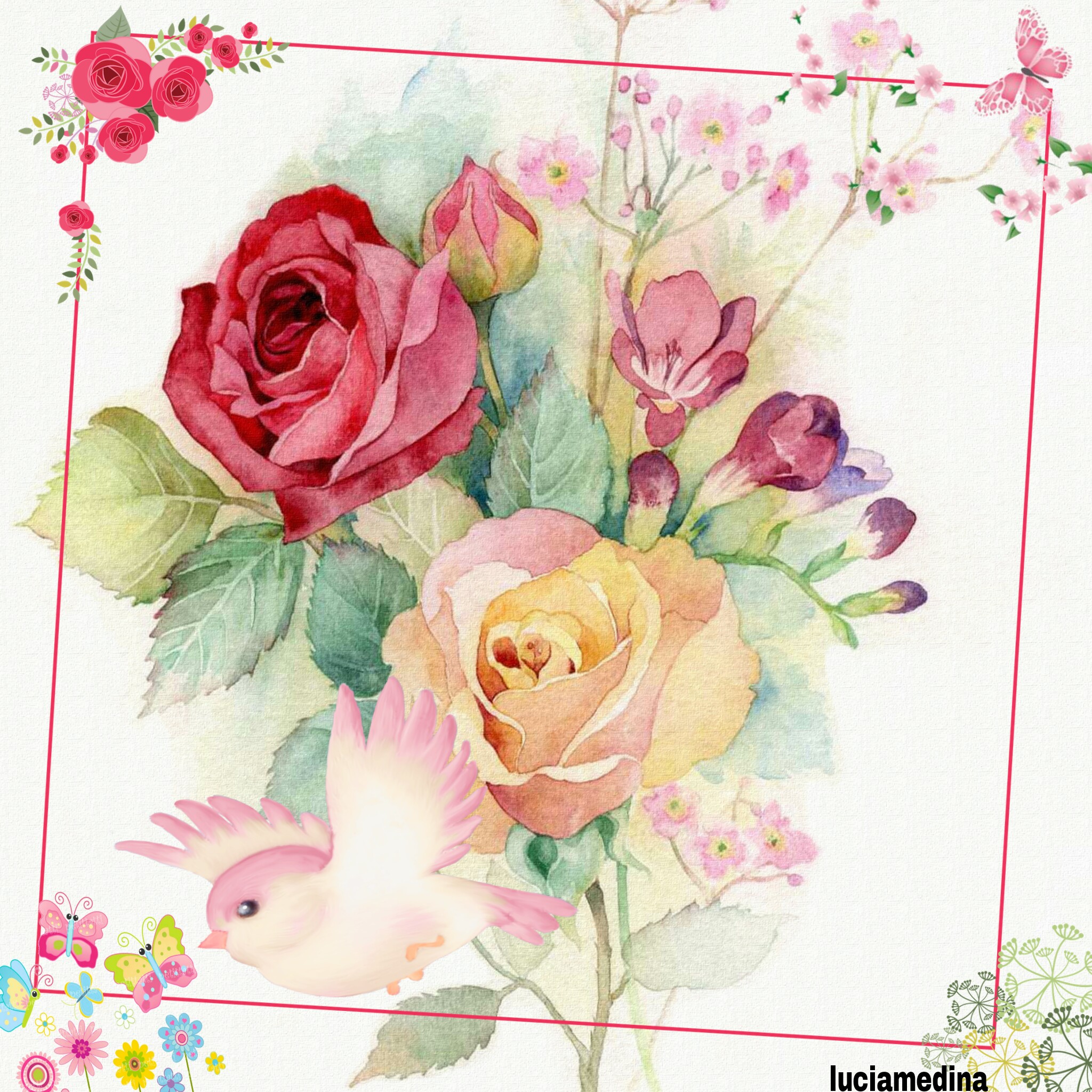 Акварельные цветы открытка