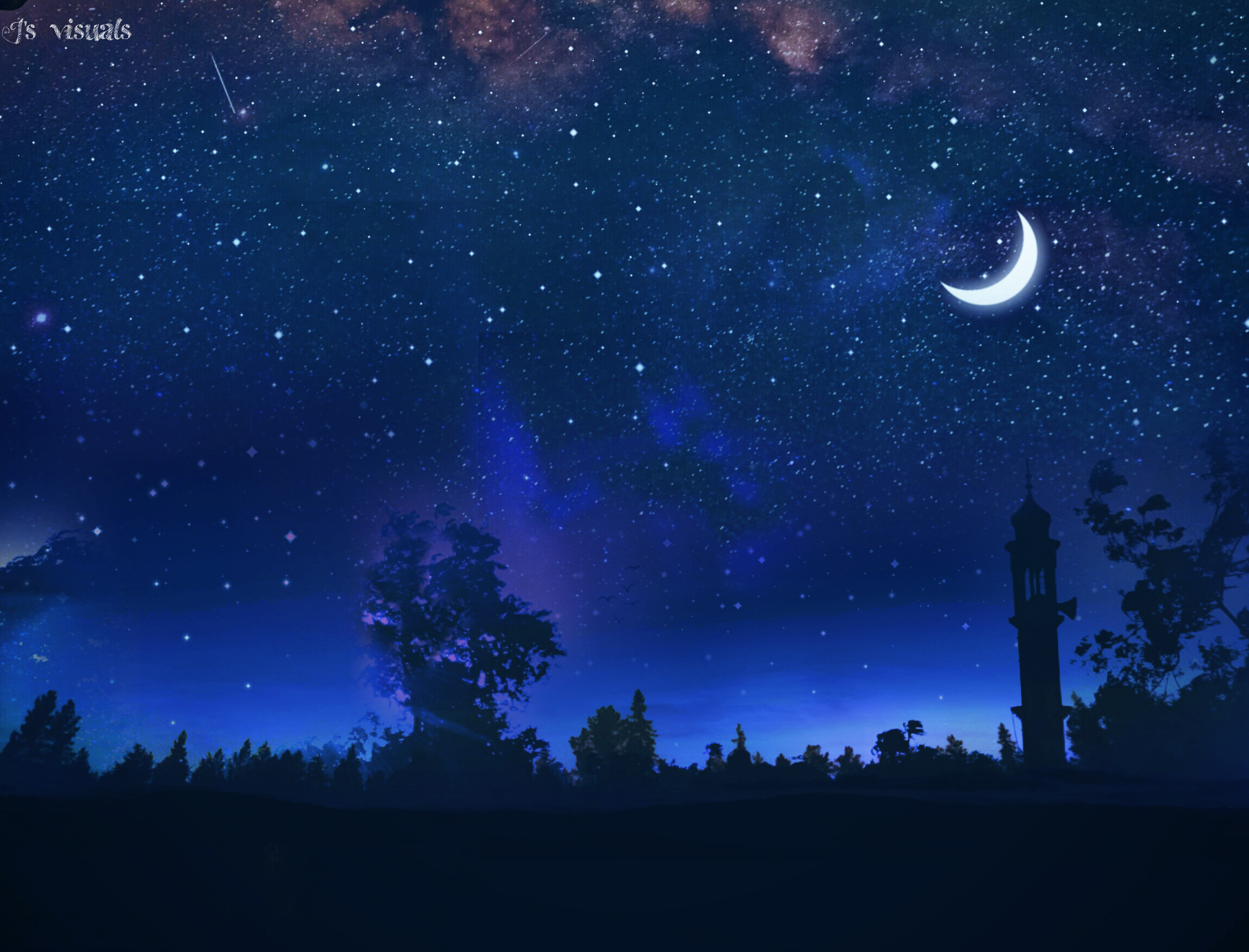 Небо звезды месяц. Ночное небо с полумесяцем. Звездное небо с полумесяцем. Месяц на небе. Звездное небо месяц