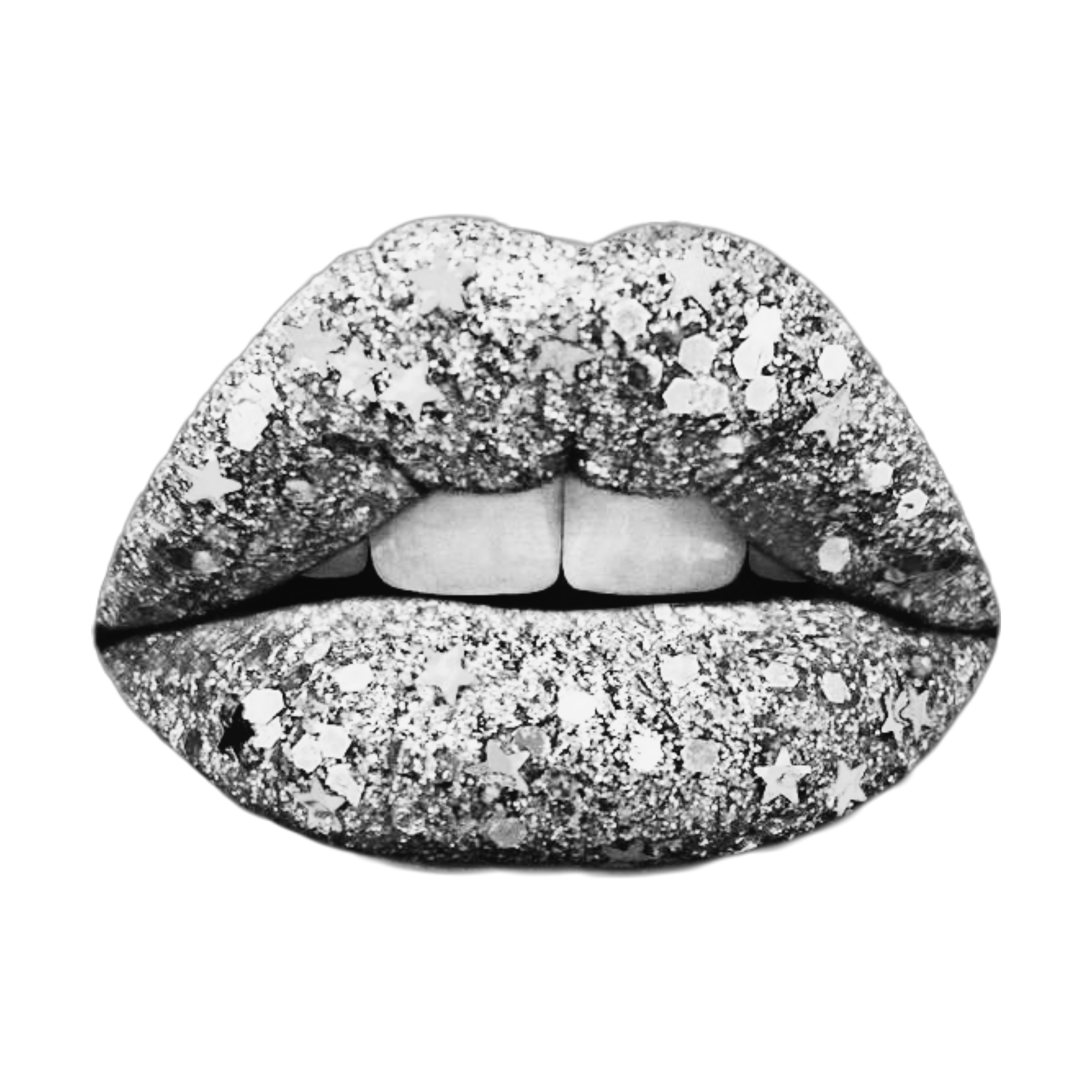 mq lips silver mouth teeth - Sticker by Marras