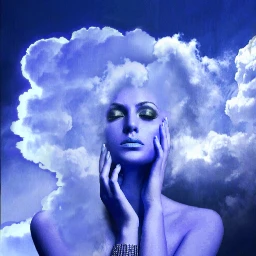 myoriginalwork originalart womanportrait cumulusclouds blueskywithclouds srcheadintheclouds