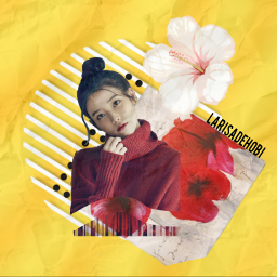 freetoedit iu IU solista kpop artistic yellow red flower rojo flor papel amarillo LARISADEHOBI