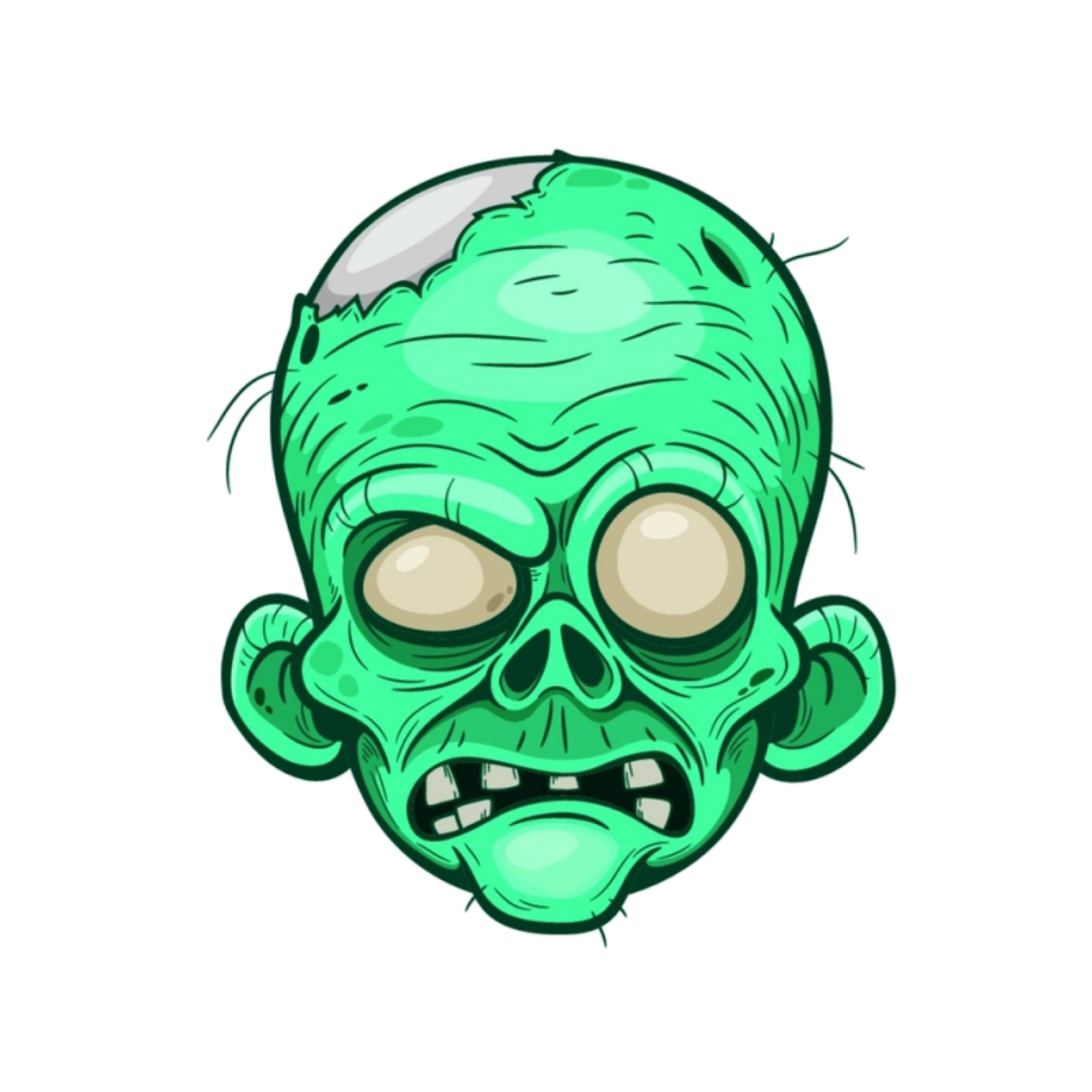 Zombie png. Мультяшная голова зомби.