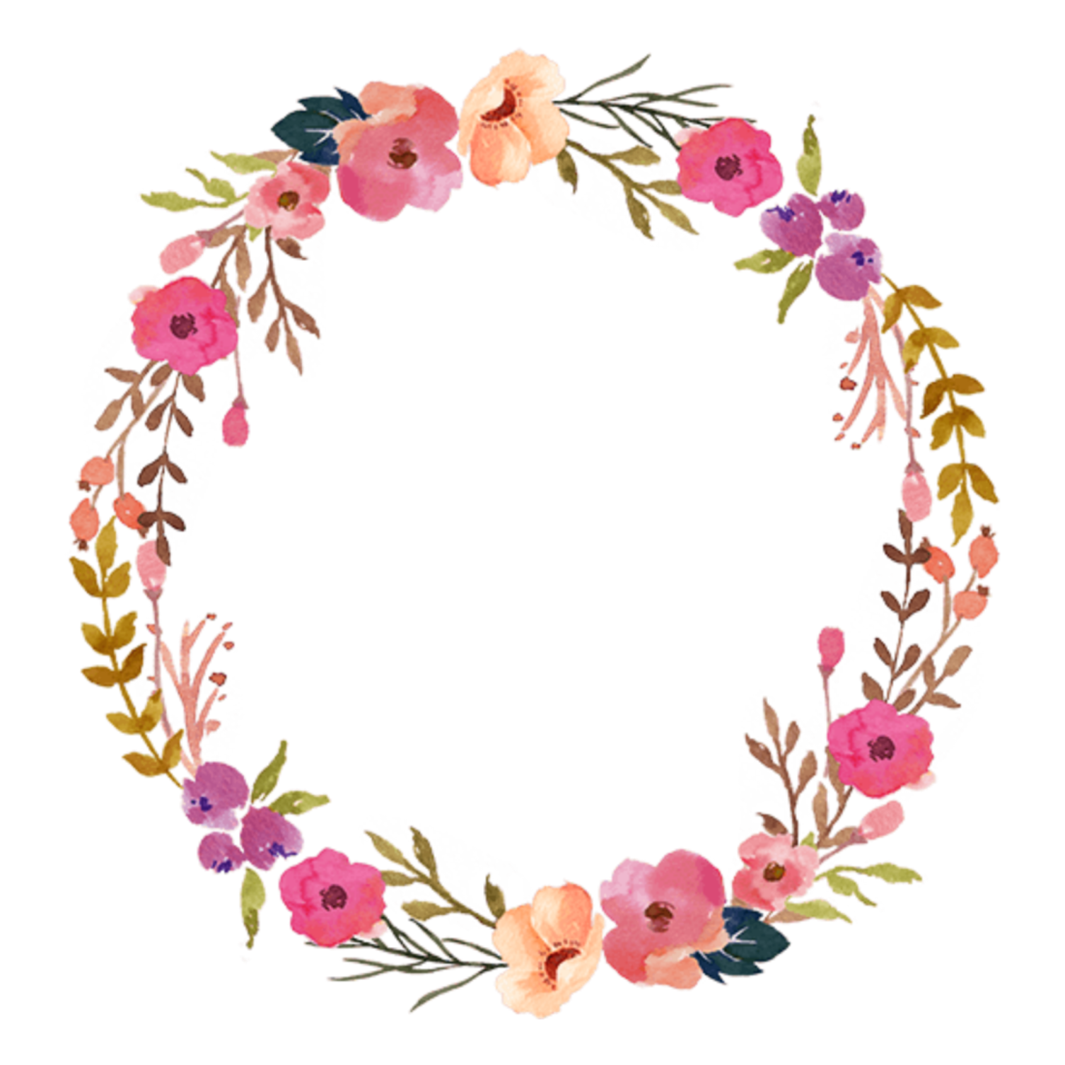 Download ftestickers watercolor wreath floral colorful...