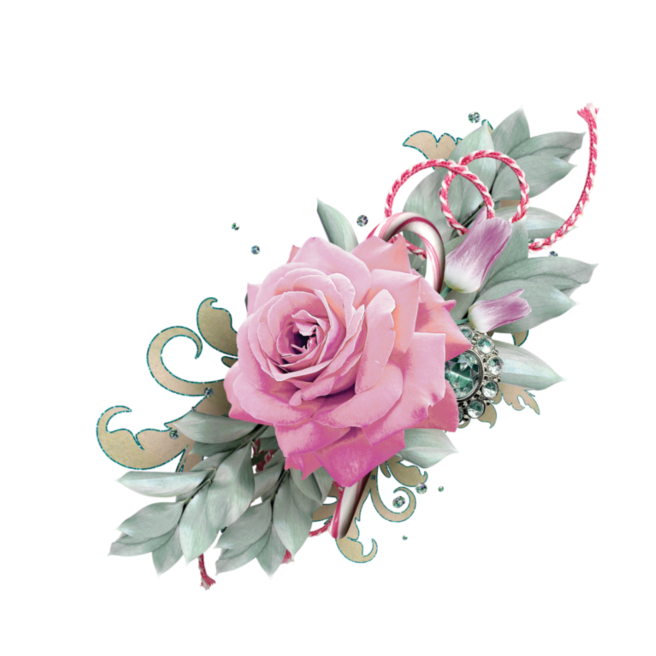 mq pink rose flower border - Sticker by Marras