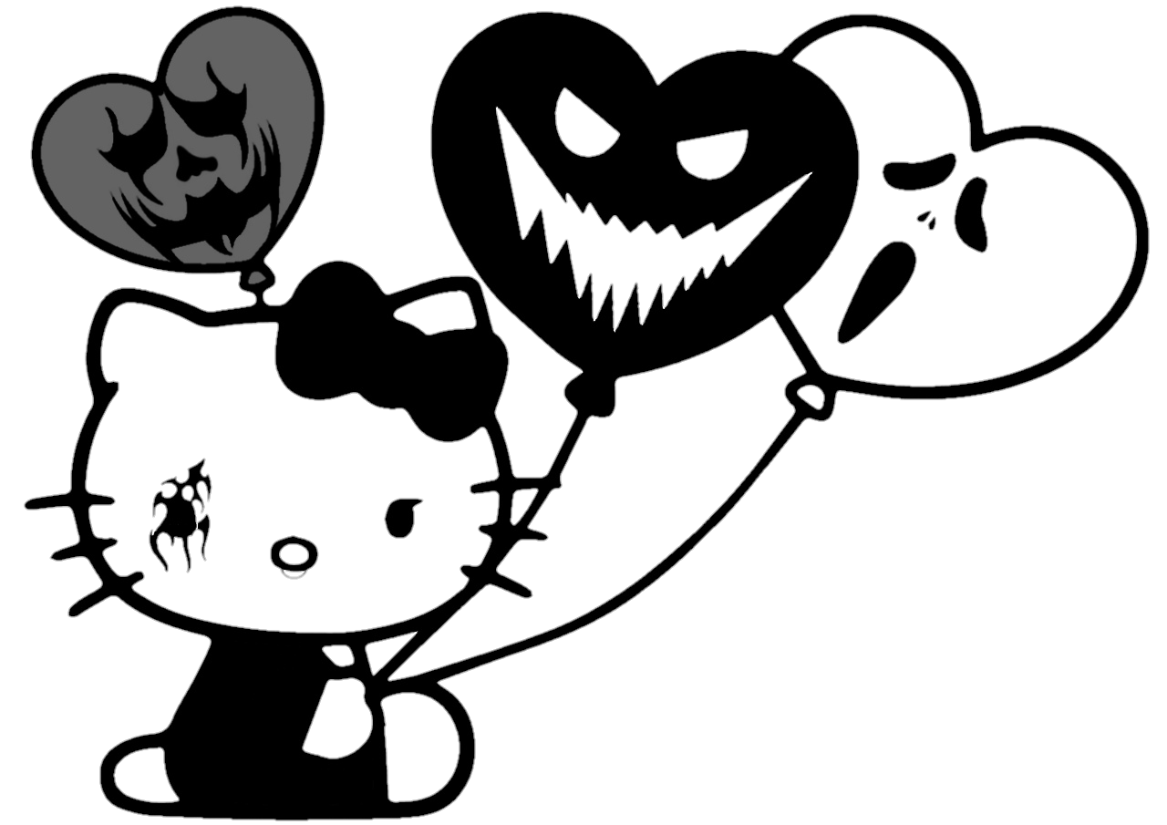 This visual is about hellokitty kitty creepy cat ballons freetoedit #hellok...