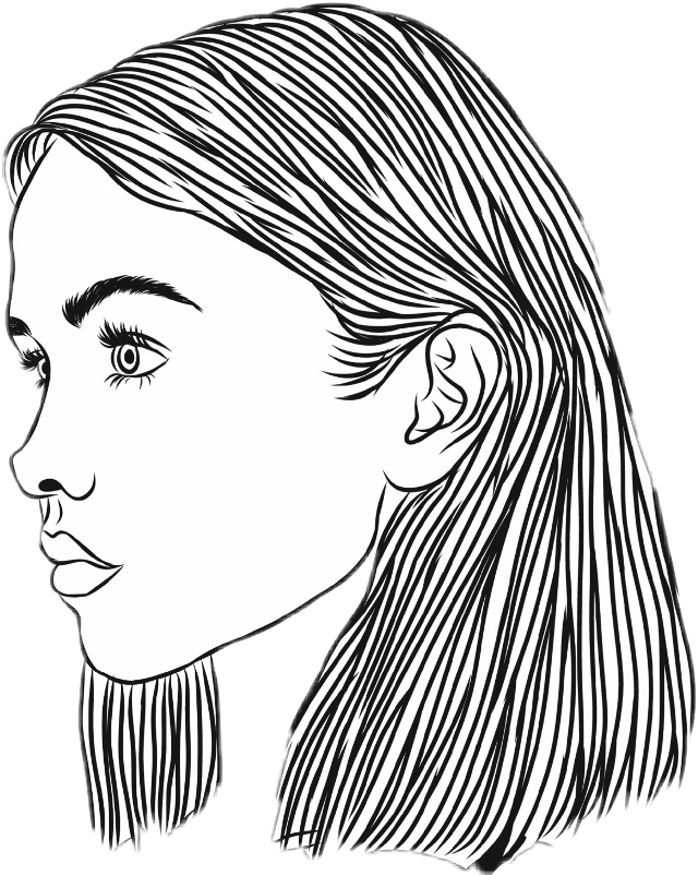 Girl Face Sketch Drawing Sticker By Anamilena