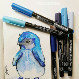 penguin watercolours koi colours kawaii freetoedit