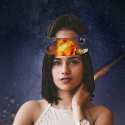 freetoedit girl woman space planets