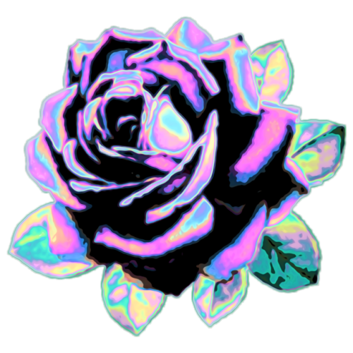 psychedelic trippy holographic flower rose tumblr aesth...