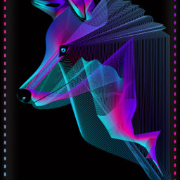 wolf colors lines neon freetoedit