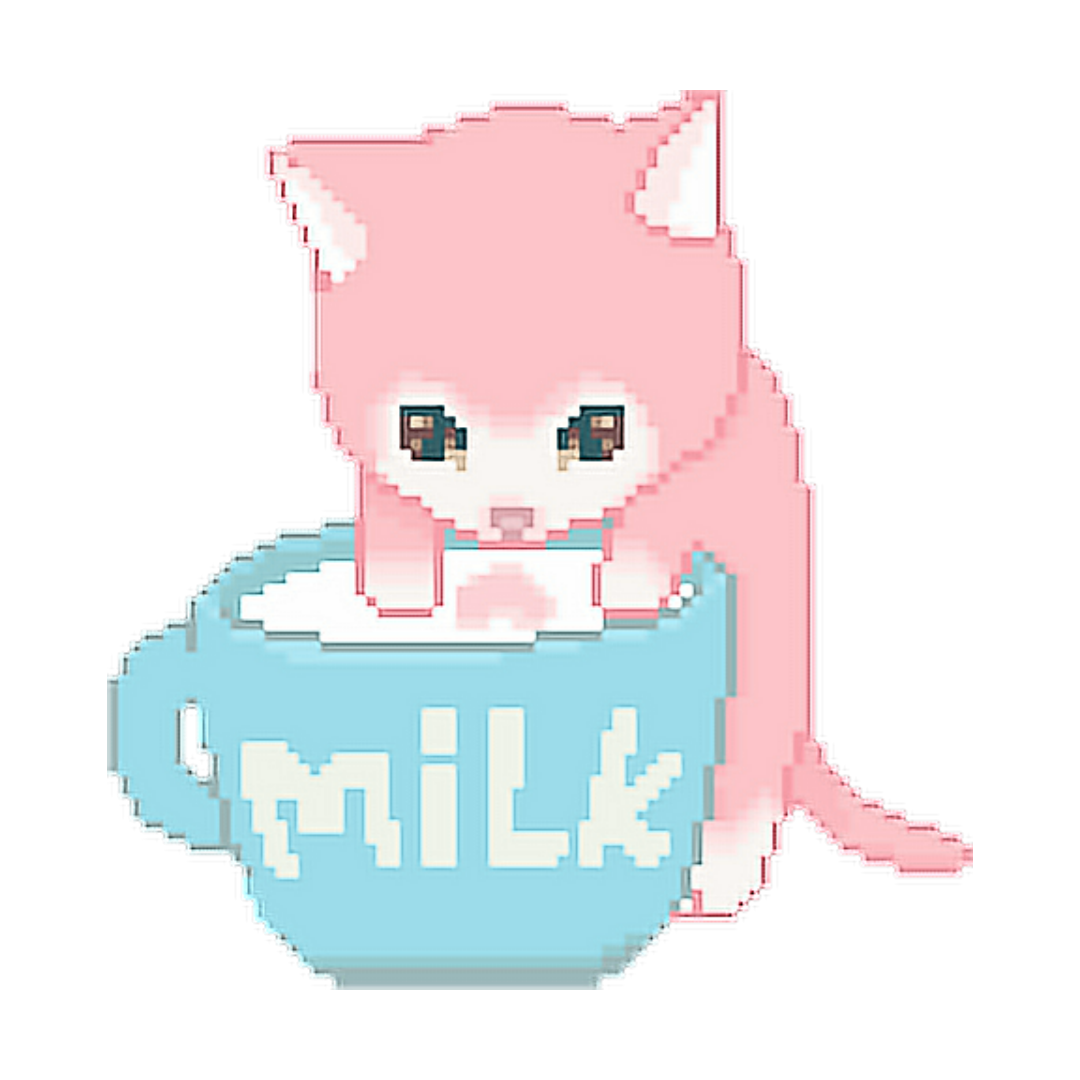 cute kawaii pixel pastel cat sticker by @yuozukiee.