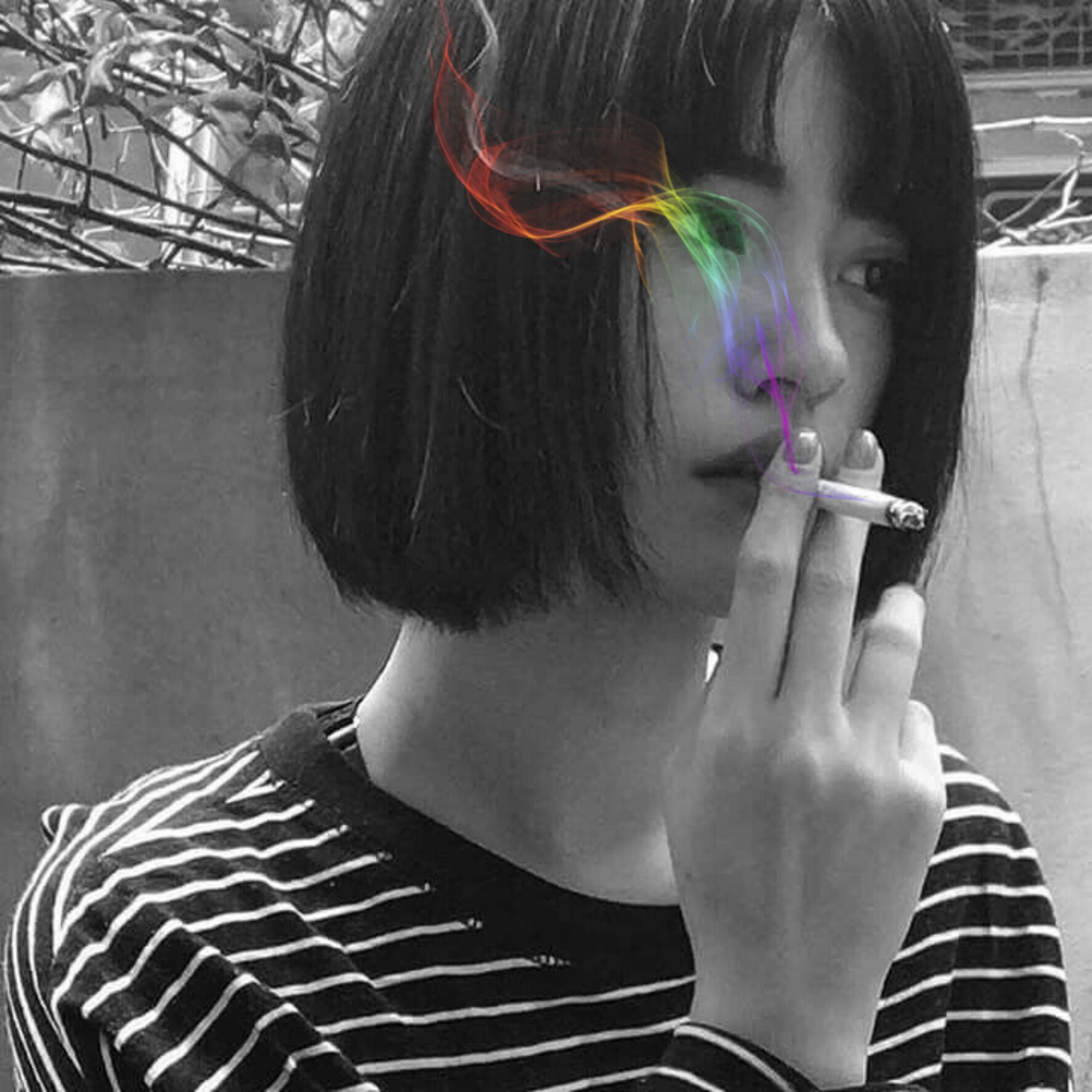 rainbow smoke cigarette image by @a_suspicious_plant 