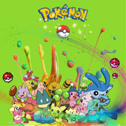 freetoedit pokemon green colors arcoiris