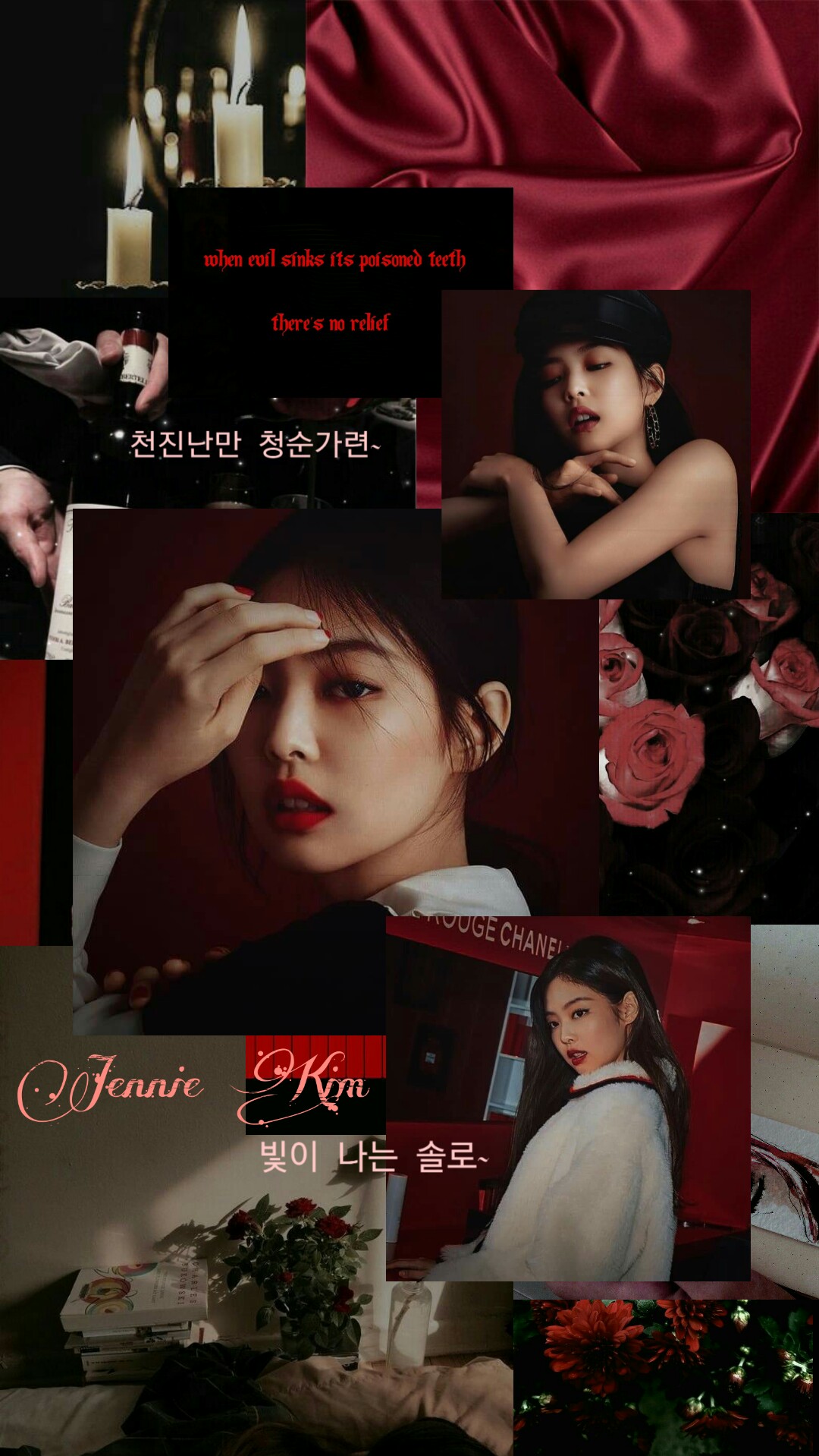 Dark Red Aesthetic Wallpaper Edit of Jennie Kim~!
