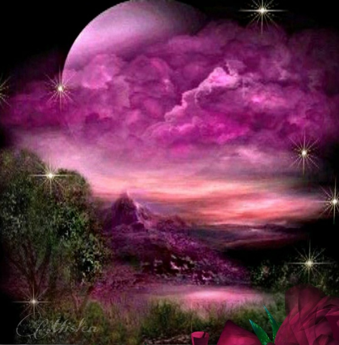 Восхитительной ночи. Красивая ночь. Фэнтези природа. Фиолетовый вечер. Фэнтези пейзажи.