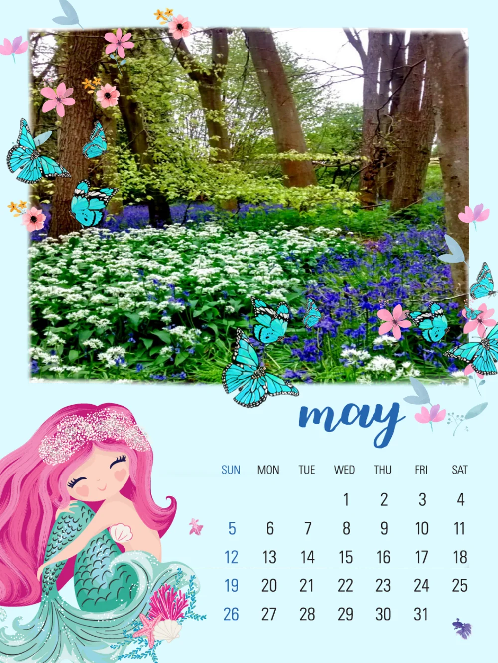 #spring#may#calander #flowers#nature#butterflies #brushes 