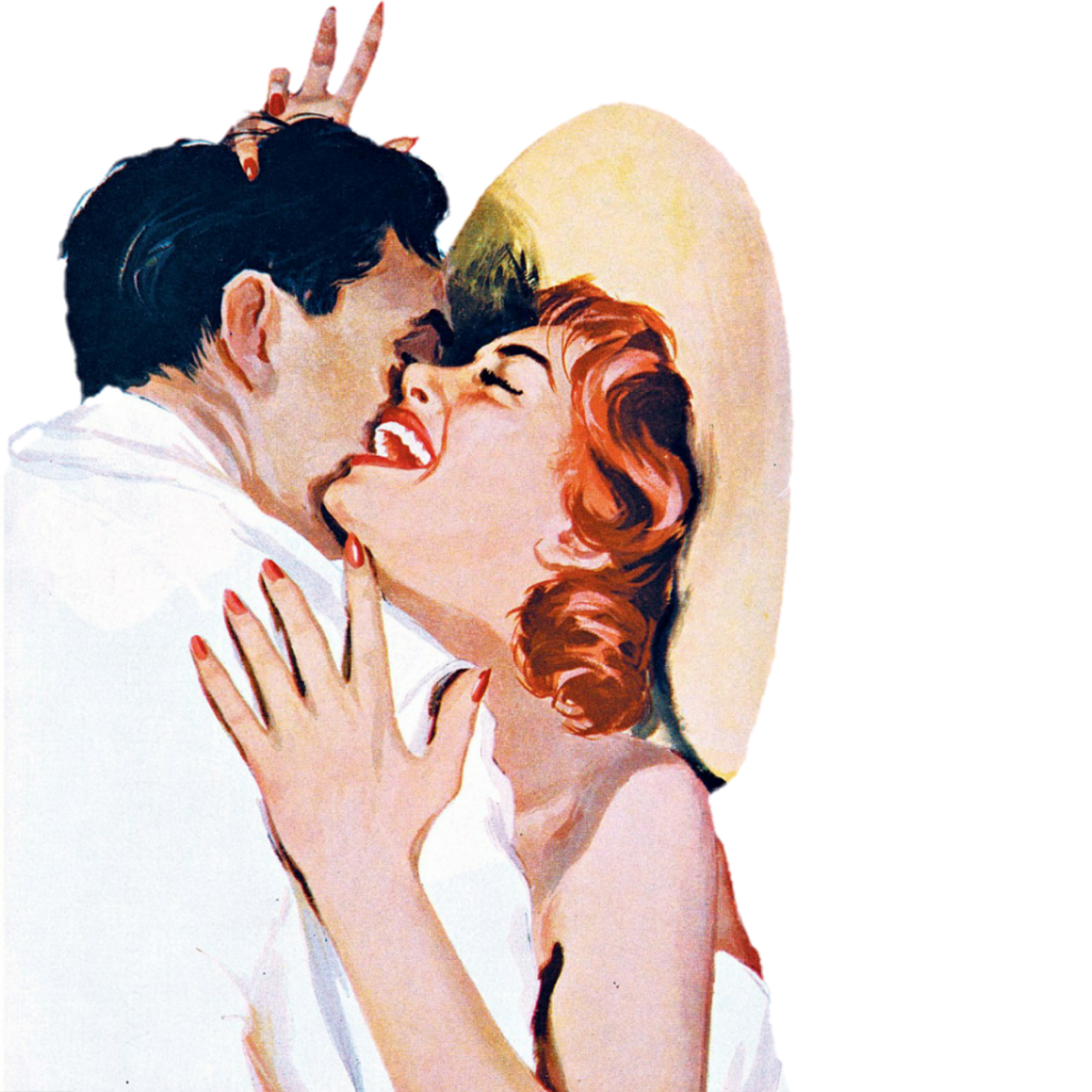 Иллюстрации в стиле ретро. Пин ап мужчина и женщина. Поцелуй ретро. Пин ап поцелуй.