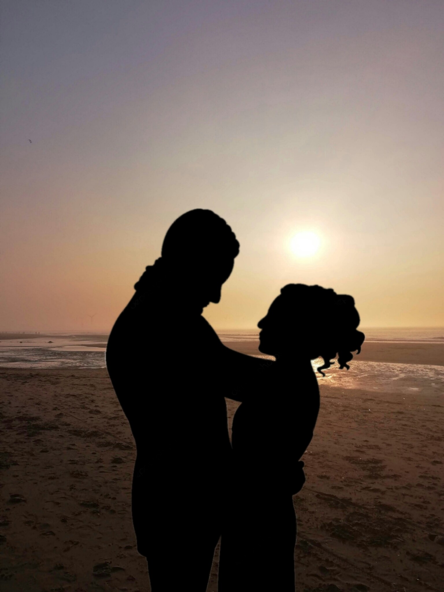 Couple Amoureux Coucherdusoleil Plage