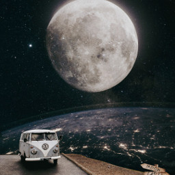 moon earth galaxy car space freetoedit