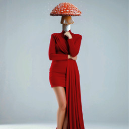 freetoedit mushroom reddress asthetic surrealism surrealart