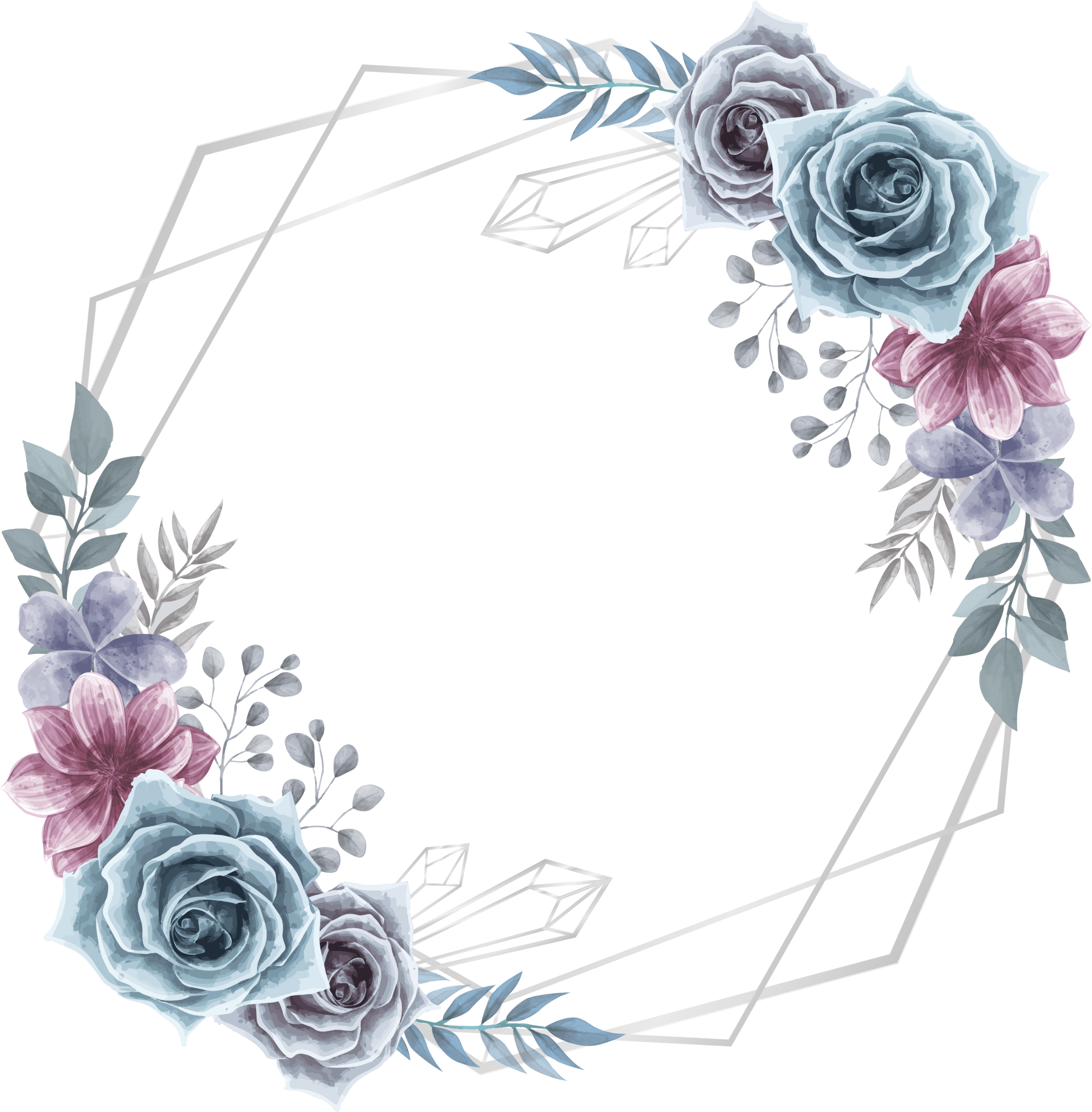 Download rose silver diamond frame glitter geometric colorful...