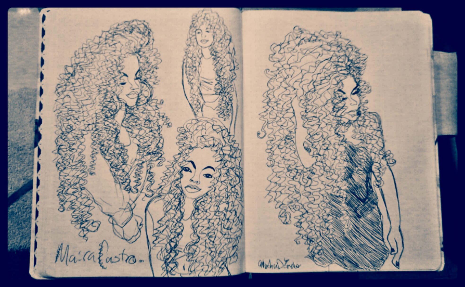 Maira Castro And Her Curly Hair Sketches I Drew Today