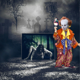 freetoedit happyhalloween it creepy clown
