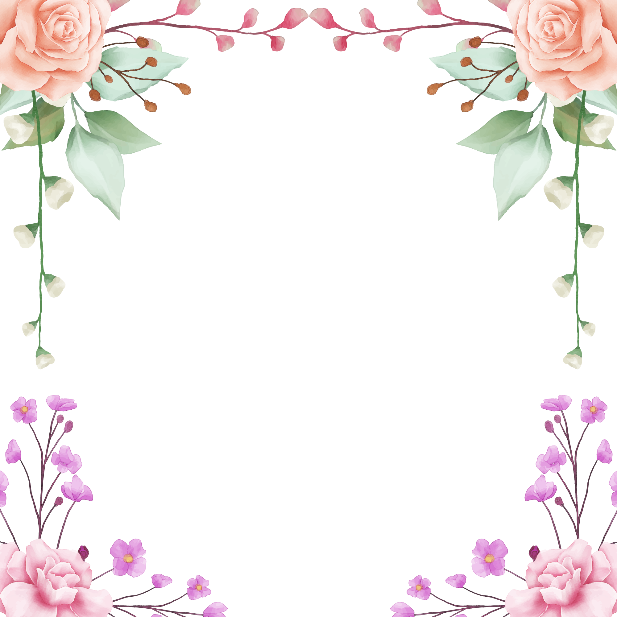 wreath rose square geometric glitter sticker by @teatea-221