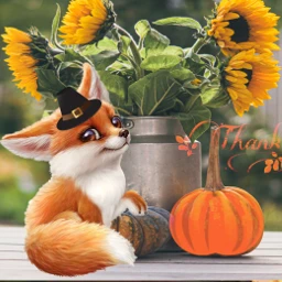 freetoedit happythanksgiving wobblegooble fox pumpkin fcthanksgiving thanksgiving