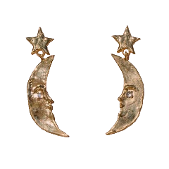 gold earrings moon luna crescent freetoedit