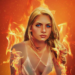 girl flame fire face model freetoedit