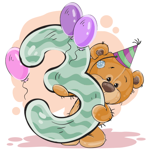 birthdaynumber 3 three party sticker by @arose_sg