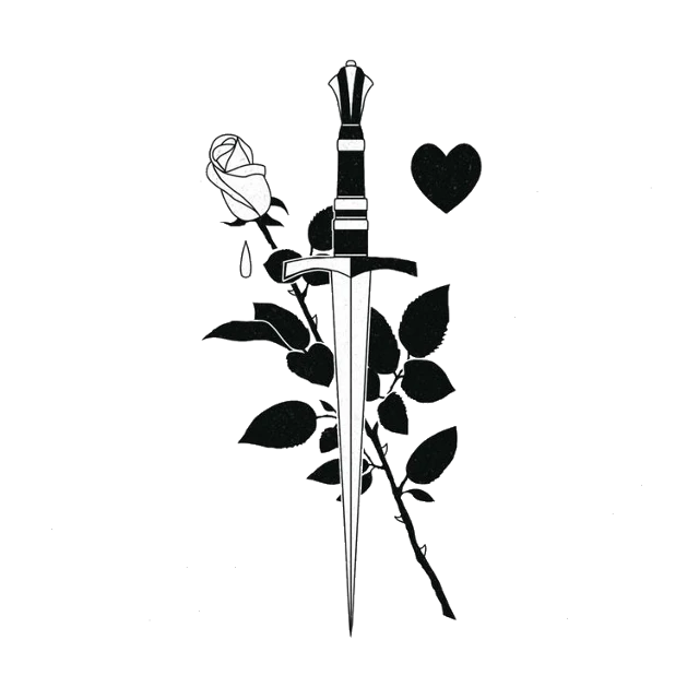 dagger rose black white aesthetic Sticker by Day F