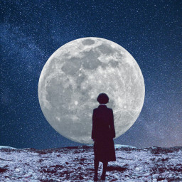 surrealism collageart digitalart moon galaxy freetoedit
